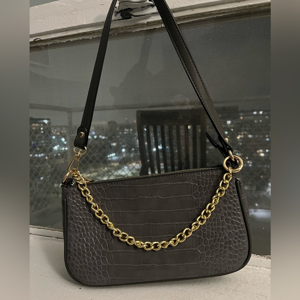 Dark Grey Classic Shoulder Bag